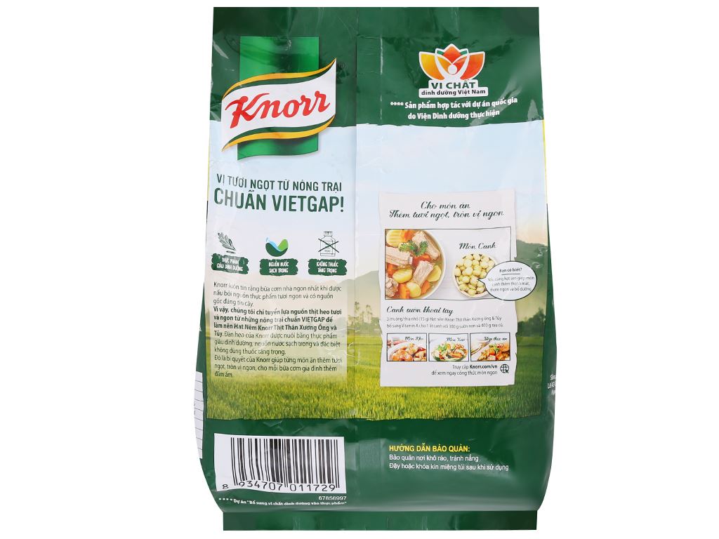 Hạt Nêm Thịt thăn, Xương ống, Tủy KNORR gói 1,8 kg Thùng 5 gói